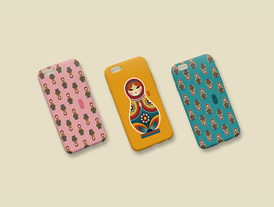 Phone cases Matryoshka Doll design graphic design illustration mockup phone phonecase pink vector