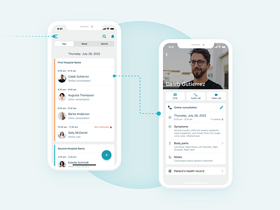 Healthcare service mobile app - Part 1 appointment calendar consultation design doctor health healthcare interface ios iphone x light theme list view medical app mobile app mobile design mobile ui my day patient treatment ui