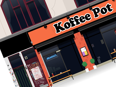 Koffee Pot architecture bloody mary breakfast building illustration cafe coffee coffee shop graffiti illustration illustrator koffee pot manchester music neon sign northern quarter oldham street poster print store vector