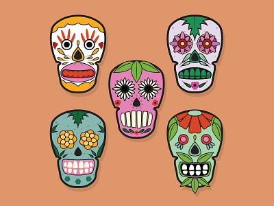 Mexican Skulls craneos flower illustration illustrator mexican skull skulls sugar vector