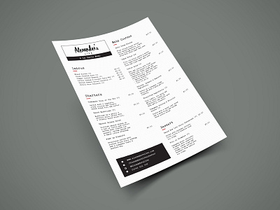 Menu Design for Alexander's Live bar brand design food identity menu positioning print restaurant typewriter typography