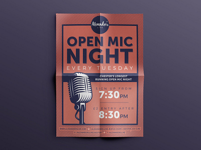 Open Mic Night brand design event flyer illustration mic music night open poster print vector