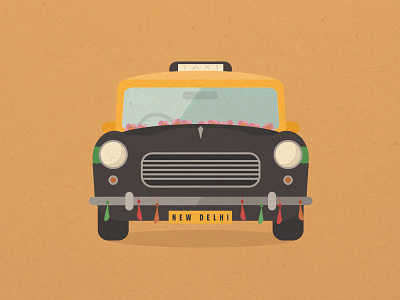 New Delhi Cab cab car colourful delhi illustration illustrator india indian new taxi vector