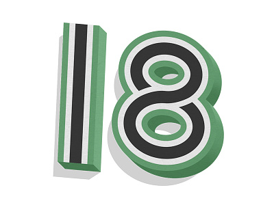 18 18 3d green illustration illustrator lettering number numbers shadow texture typography vector
