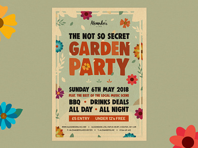 The Not So Secret Garden Party design festival flowers garden illustration leaves party poster typography vector