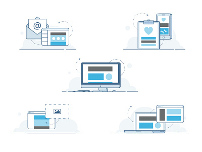 Design and Healthcare Icons agency app design email health healthcare icons illustration imac macbook upload vector