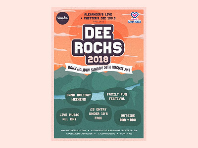 Dee Rocks 2018 chester clouds design festival garden illustration party poster river typography vector
