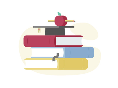 Academic academic apple book books college illustration illustrator learning pencil school teach vector