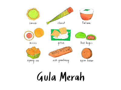 Gula Merah 3 food illustration hand drawn handwriting illustration indonesia indonesian food lineart traditional art traditional food travel watercolor