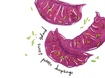 Pretty Purples // Dumplings asian asian food chinese food food food illustration food menu hand drawn handwriting healthy illustration rainbow traditional art traditional food vegan watercolor