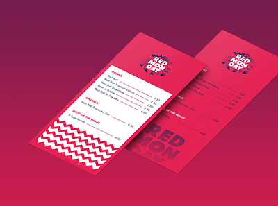 Red Monday Menu bold design event graphic menu mockup pattern red red bull red monday zigzag
