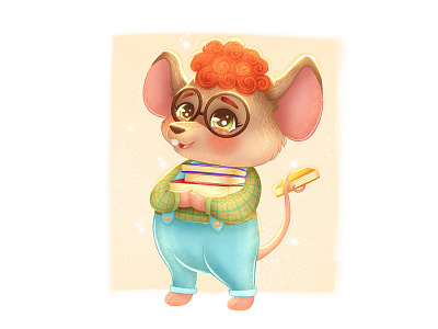 The mouse librarian app book illustration brand branding character character design childrens illustration childrens illustrator design icon illustration logo mouse