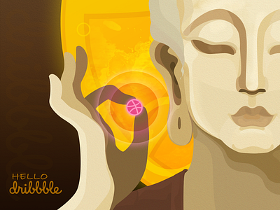 Hello Dribbble buddha china hello dribbble illustration