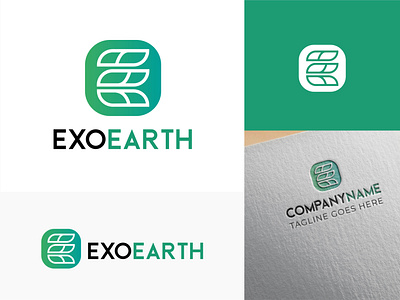 EXOEARTH LOGO DESIGN | E Letter Logo Design branding design graphic design h letter logo h lettter illustration letter logo logo logo design logomark