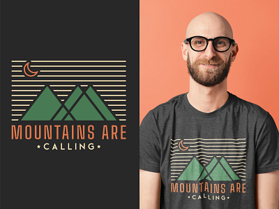 "Mountains" T-Shirt Design | Mountains Illustration camping design graphic design hiking illustration landscape illustration mountains nature t shirt design t shirt illustration tshirt design typography vector