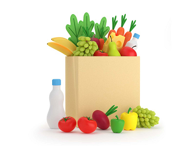 3d Illustration - Healthy Food design vegetable vegetarian