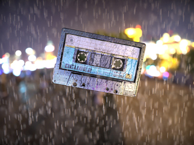 Cassette Render cassette cassette player design keyshot night rain render scene tape