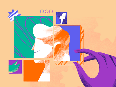 Facebook Settings character design digital illustration online website