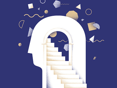 "THE MUSEUM OF THOUGHT" — Open Mind book climb geometry illustration mind museum open mind stairs think thought