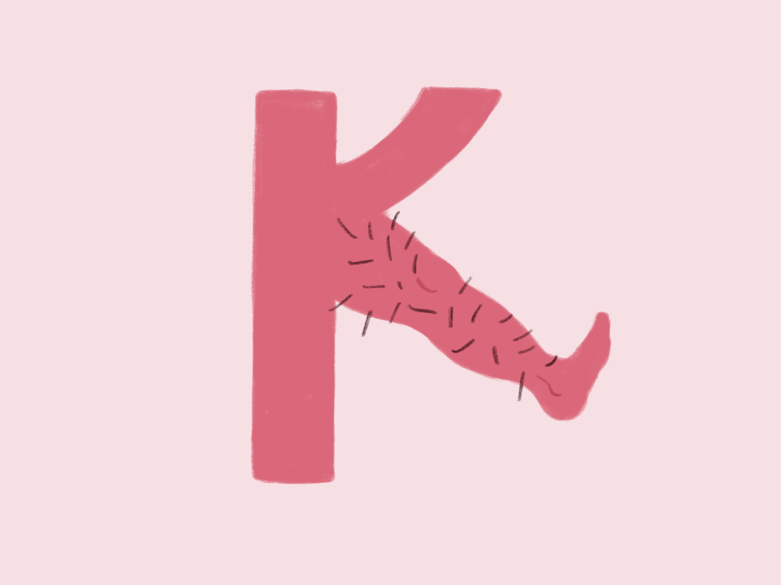 Kicking K 36daysoftype 36daysoftype07 animation graphic graphic design illustration k kick kicking knee leg letter letter k procreate