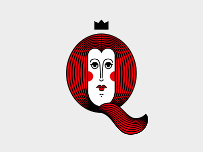 Queen Q 36dayoftype 36daysoftype cards face graphic graphic design illustration letter q q queen red typography vector illustration vectorgraphic