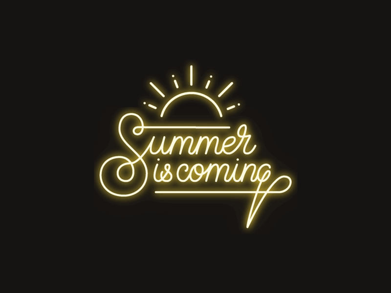 Summer is coming lettering letters neon neon light neon sign summer sun vector lettering