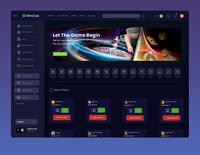 WinClub Crypto Casino branding casino design graphic design ui ux web web design