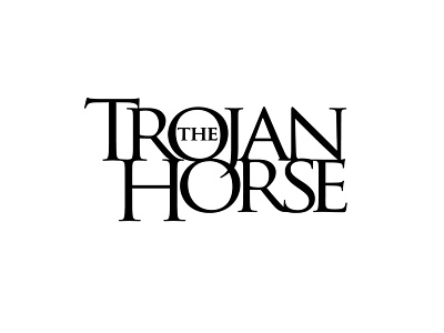 The Trojan Horse - Wordmark Design branding logodesign madefortv madefortvmovie primeministerbecomespresident thetrojanhorse tightsetting trajan trajanfont wordmarkdesign
