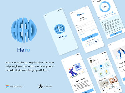 Hero - Challenge App application blue challenge design app dribbble exploration figma hero mobile mobile app study ui ui design uiux