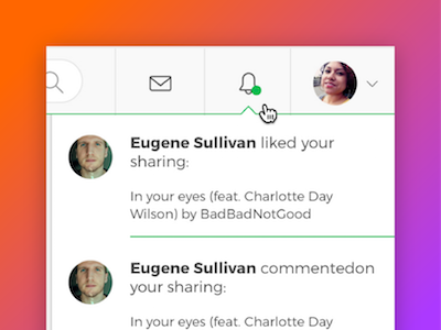 Notification on Spotify music social network ui user experience user interface ux