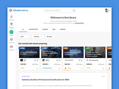 Redesign of Cloud Academy Library