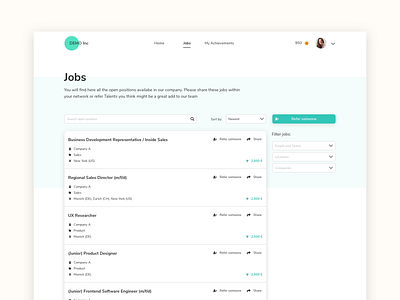 Talentry Referral App - Job list page redesigned ui ux uxui