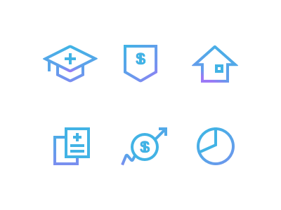 MD Financial Icon Set financial gradient icon medical vector