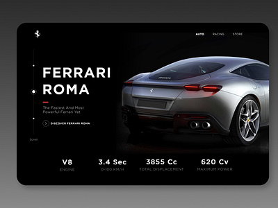 Ferrari Roma Concept design illustration minimal ui userinterface ux web
