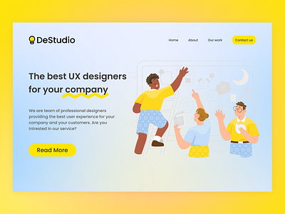 DeStudio website - hero section design desktop landing page ui ux web design