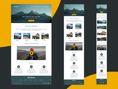 TrekMasters - trekking agency landing page design adventure design desktop graphic design landing page mobile tablet travel trekking ui web d web design