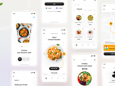 Chief's Food App UI Kit for iOS 2022 ui trend clean app design clean ui design in 2022 digital agency food delivery app minimal food app ui new ui trend 2022 professional app ui ui uiux 2022 white food app