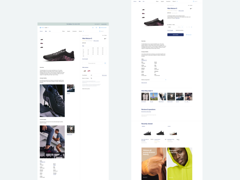 Visual exploration clean comparision product product page shoes store