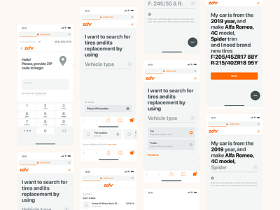 Zohr - Wireframes fleet service product product design tire exchange tire replacement wireframes