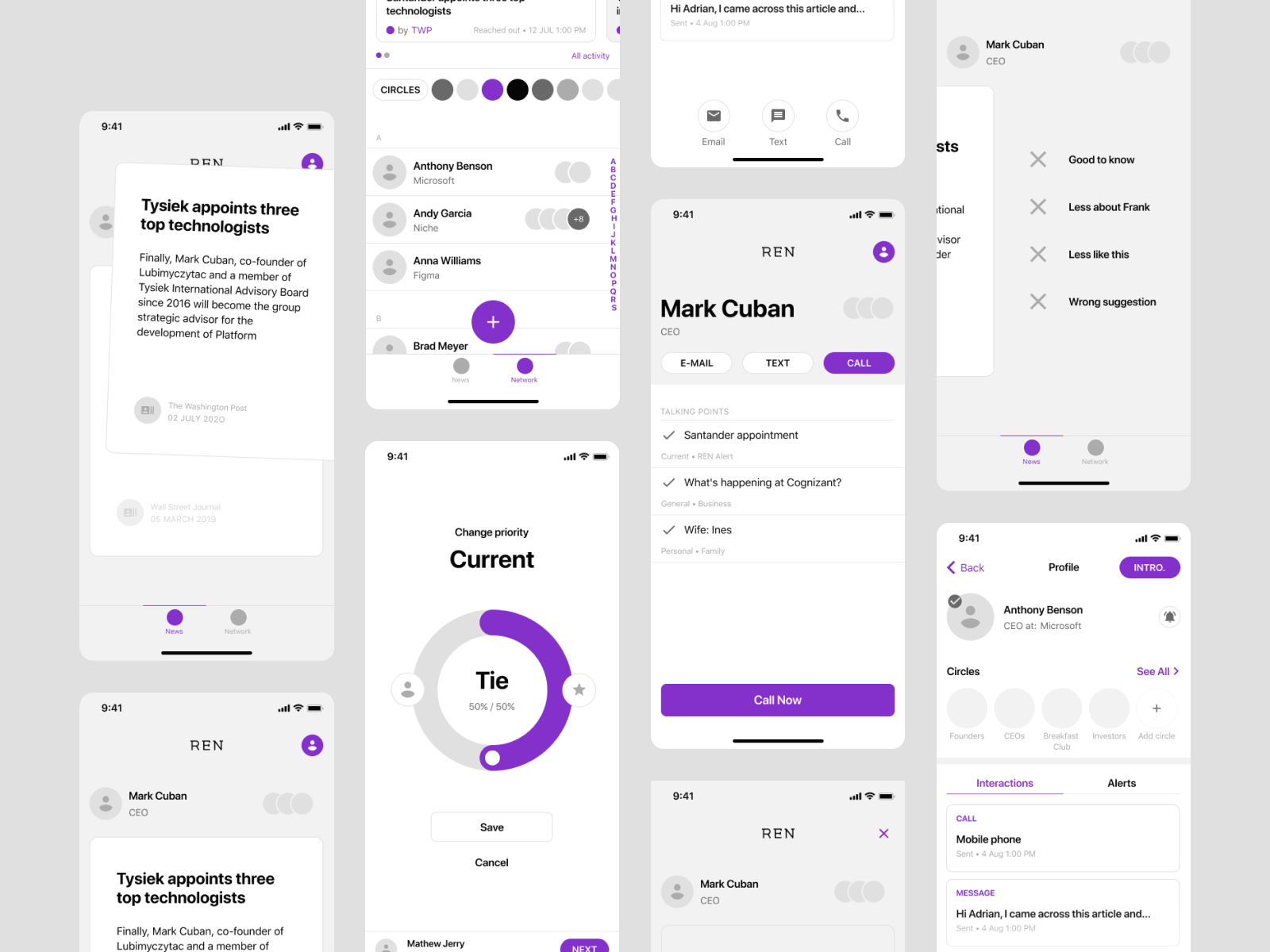 Reach out - Wireframes