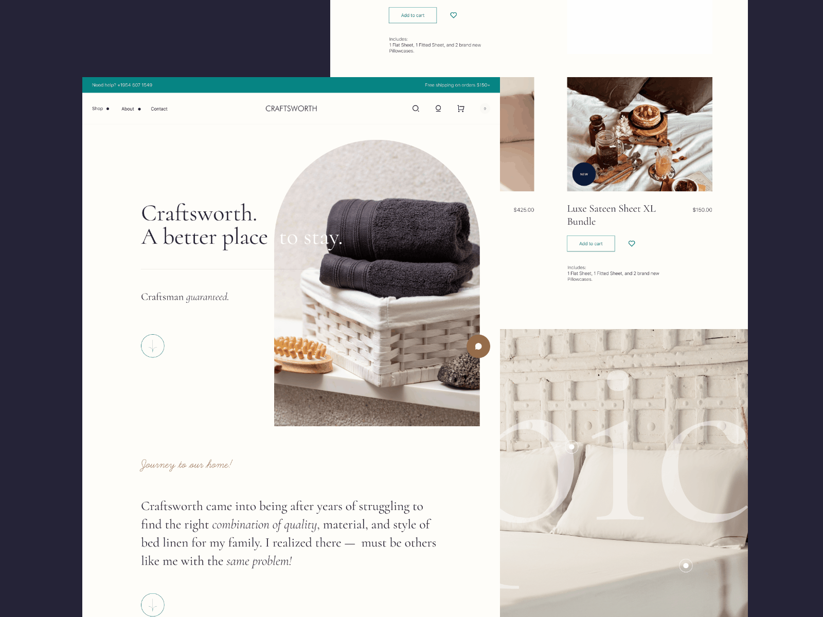 Craftsworth - Visual exploration e-commerce landing page store towels ui