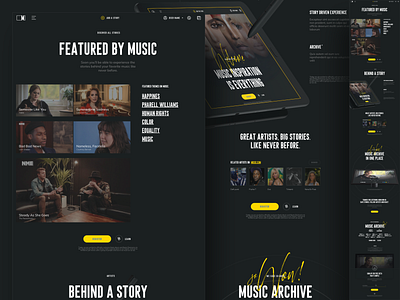 Music.com - Landing page by music design landing page music music app music archive music.com social stories ux yellow