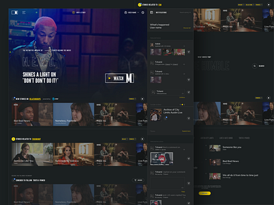 Music.com - Home page by music design home page im other landing page music app music archive music.com pharrell social stories tonik uidesign ux ui web design yellow