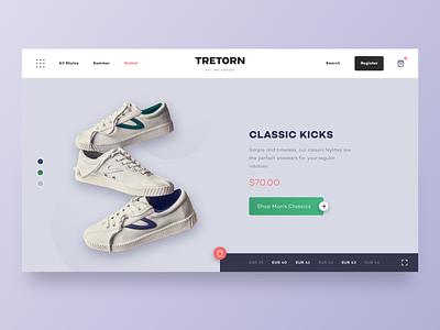 Landing Page for Tretorn  Sneakers