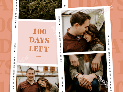 100 Days 100 floral lettering marriage married photo photostrip pink polaroid wedding