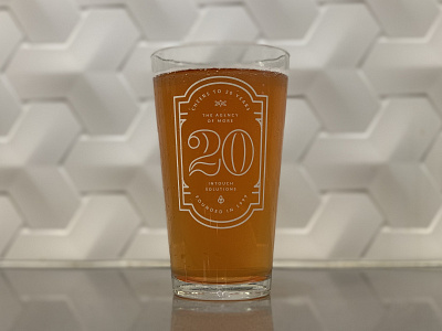 Anniversary Pint Glass 20 anniversary beer brew celebrate design founded pint glass