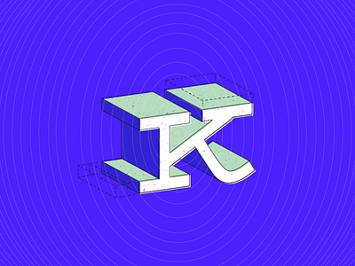 K 3d drop cap illustration letter lettering texture typography