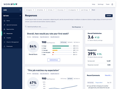 Responses charts dashboard design insights product ui ux workstep