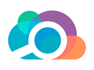 Multicolor cloud search graphic, icon or logo