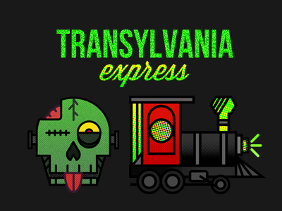 Transylvania Express electric halftone halloween illustrator photoshop train zombie